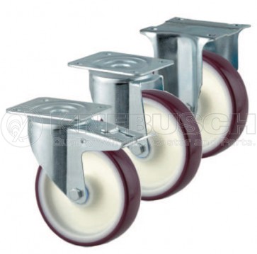 Edelstahl-Transportgeräte-Lenkrolle mit Totalfeststeller LTF41/TPL/125/0/R3 mit Rückenloch-Aufnahme