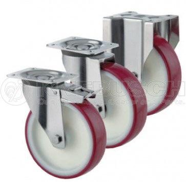 Edelstahl-Schwerlast-Lenkrolle mit Totalfeststeller LTF51/TPS/160/7/P4