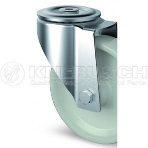 Edelstahl-Transportgeräte-Lenkrolle L41/NYL/080/0/R3 mit Rückenloch-Aufnahme