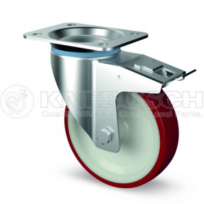 Edelstahl-Transportgeräte-Lenkrolle mit Totalfeststeller LTF41/TPL/150/2/P4