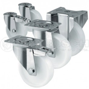 Edelstahl-Transportgeräte-Bockrolle B41/NYM/150/0/P4