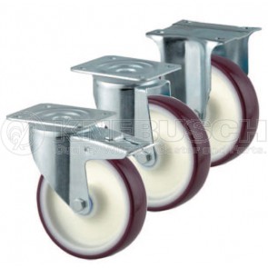 Edelstahl-Transportgeräte-Lenkrolle mit Totalfeststeller LTF41/TPL/125/0/R3 mit Rückenloch-Aufnahme